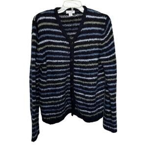 Christopher & Banks | Womens Size Medium Y2K Mohair Striped Cardigan Sweater